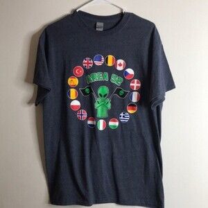 Alien area 52 graphic T-shirt with different country flags size medium